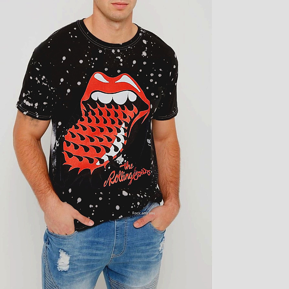 Rolling Stones Spikey Lick Bleach T-Shirt 2XL NWT - Picture 1 of 3